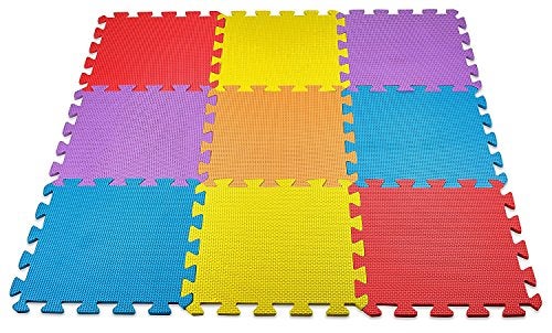 PowerTRC 10Piece Interlocking Floor Mats Exercise Mat Safety Play Floor Mat for Kids Tiles Cushions Soft Interlocking Exercise mats Garage Flooring Protector 10 Square Ft - Image 1