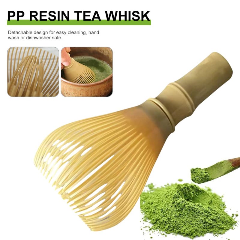 OUGETHER Resin Matcha Whisk Chasen Brush Tools For Matcha Green Tea Powder Reusable Powder Whisk Prepare Japanese Matcha Tea (Yellow) - Image 2