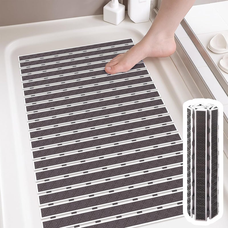 Matace Non Slip Rubber Bathtub & Shower Mat with Suction Cups, Thick Textured Surface, Fast Drain and Upright Drying Design, No Pooling Water for Better Hygiene, 27 x 16 Inch, Dark Gray - Image 1