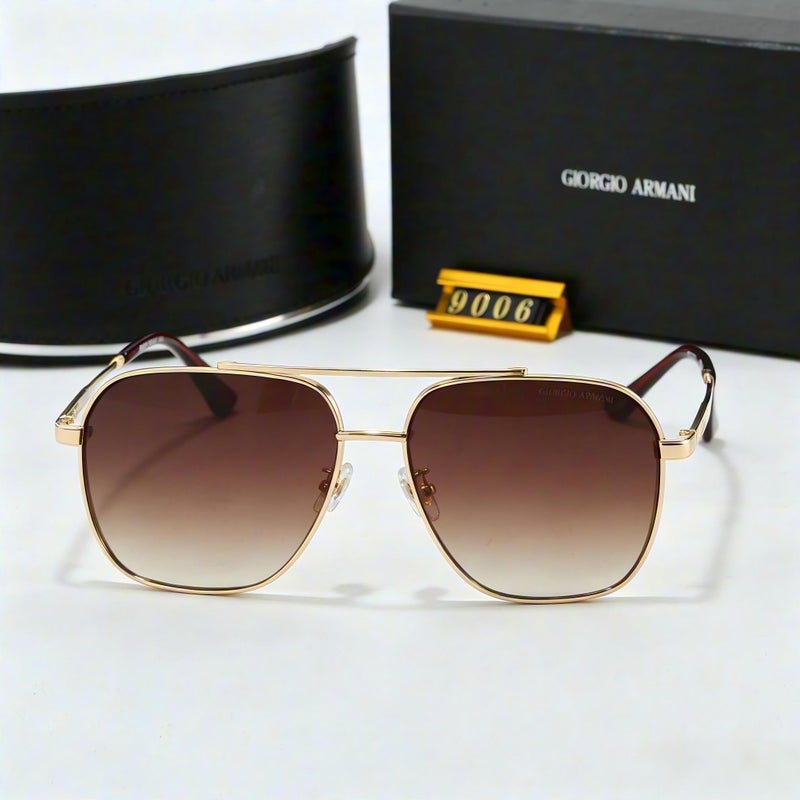 أرماني نظارات شمسية أرماني رجالي موديل Ax9006s Aviator بإطار ذهبي وعدسات بني شاي - Image 2