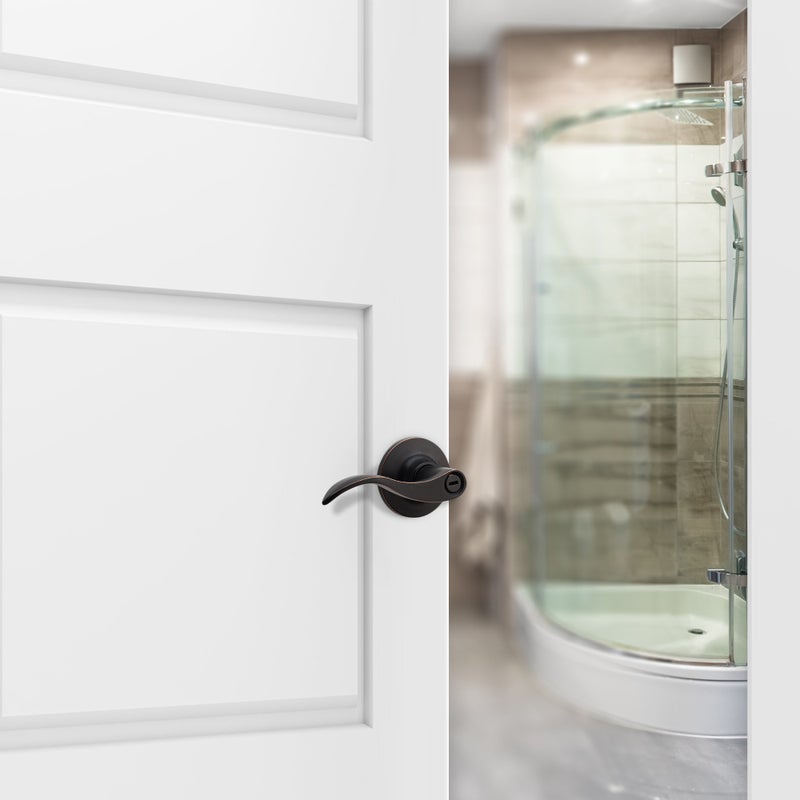 Berlin Modisch Privacy Lever Door Handle [Thumb Turn Lock On The Inside] For Bedroom Or Bathroom With A Oil Rubbed Bronze Finish Reversible For Right & Left Side Classic Series - Image 3