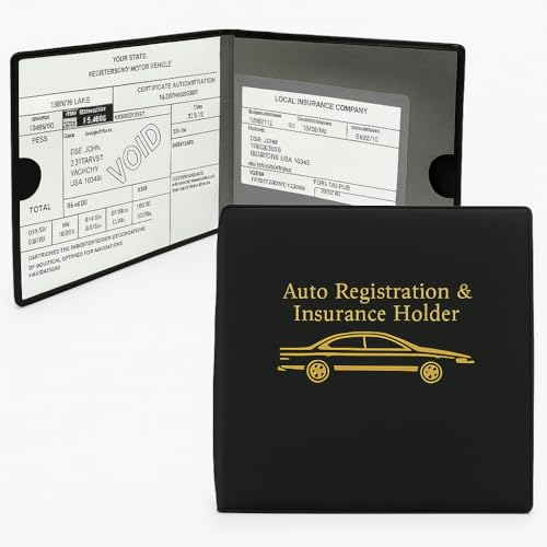 Sterling ESSENTIAL Car Auto Insurance Registration BLACK Document Wallet Holders 2 Pack - [BUNDLE, 2pcs] - Automobile, Motorcycle, Truck, Trailer Vinyl ID Holder & Visor Storage - Strong Closure On Each - - Image 1