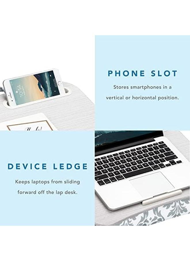 LapGear - Designer Lap Desk With Phone Holder And Device Ledge Gray Damask Fits Up To 15.6 Inch Laptops Style No. 45424 - Image 1