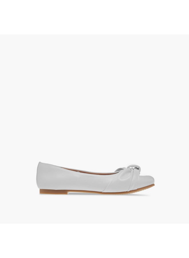 Little Missy Girls Knot Accent Slip-On Ballerina Shoes  - Image 3