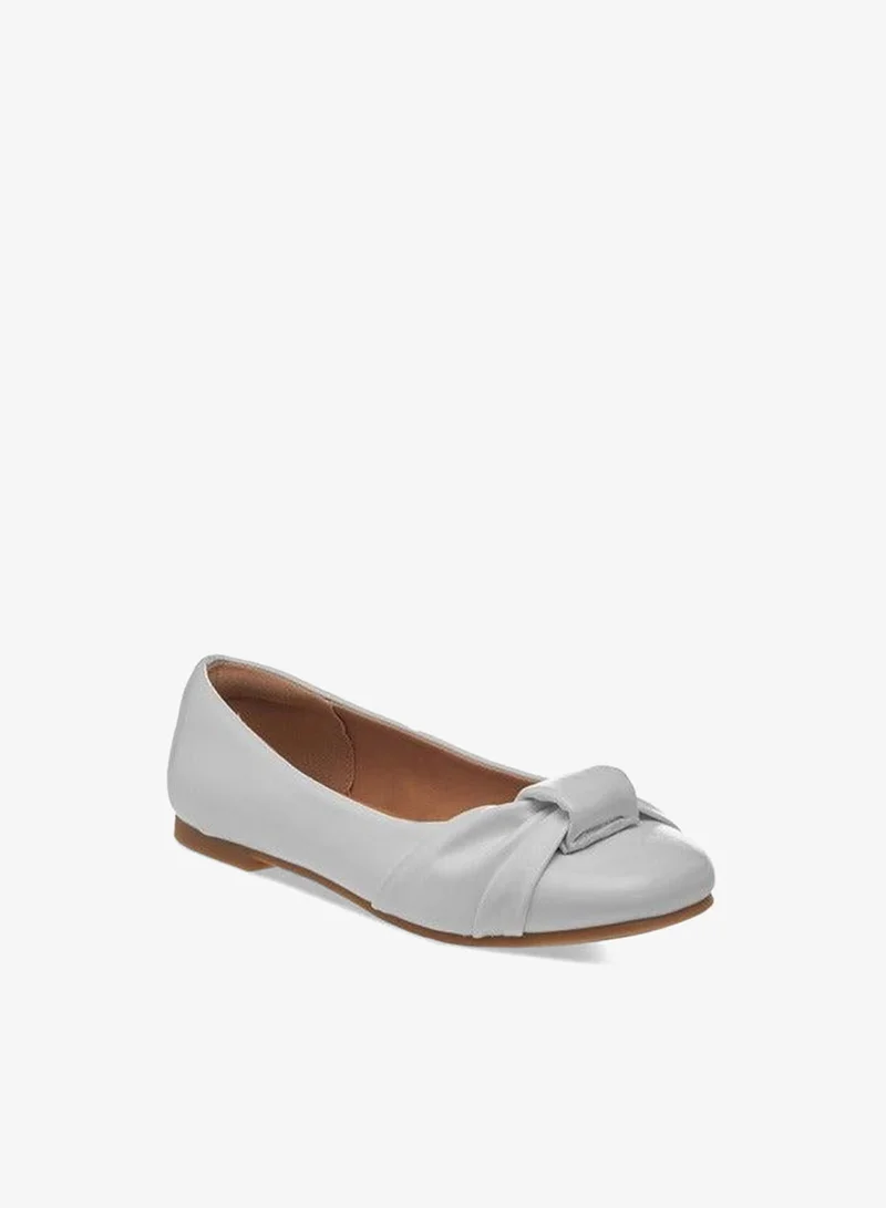 Little Missy WHITE Girls Knot Accent Slip-On Ballerina Shoes for Women | Best Price UAE