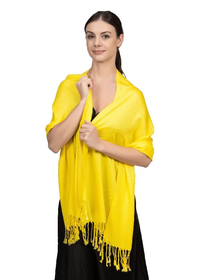 Achillea Soft Silky Pashmina Scarf for Women â€“ Shawl Wrap for Evening Dresses, Bridesmaids, Weddings & Everyday Wear (Yellow) - Image 1