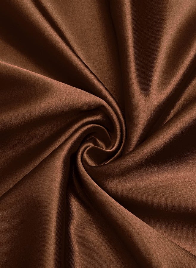 VACVELT Charmeuse Satin Fabric by The Yard, 60 Inch Wide Chocolate Brown Satin Fabric Shiny & Soft Cloth Fabric, Silky Satin Fabric for Bridal Dress, Wedding Decorations, Crafts, Sewing (1 Yard) - Image 1