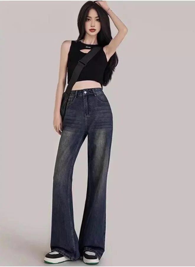 يونيكي Black Straight Fit High-Rise Light Fade Clean Look Jeans