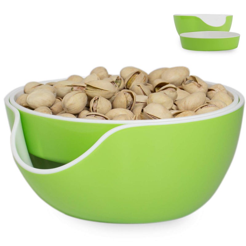 Stargoods Pistachio Bowl  Snack Serving Dish  Double Peanut Bowl with Nut Seeds Shell Candy Storage  Green - Image 1