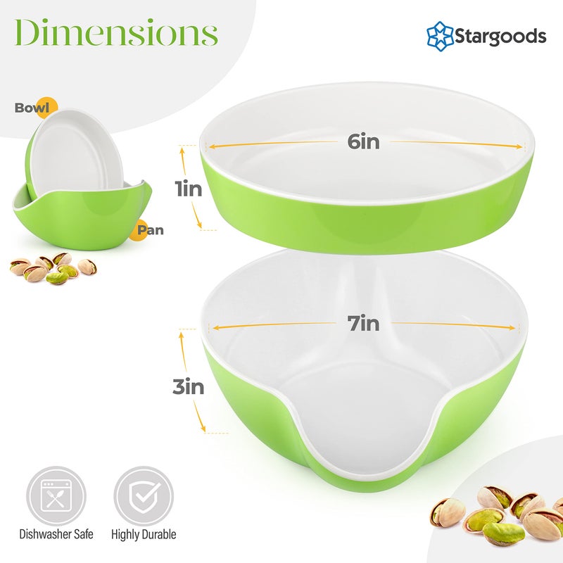 Stargoods Pistachio Bowl  Snack Serving Dish  Double Peanut Bowl with Nut Seeds Shell Candy Storage  Green - Image 3