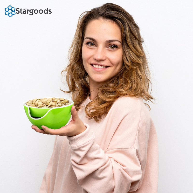Stargoods Pistachio Bowl  Snack Serving Dish  Double Peanut Bowl with Nut Seeds Shell Candy Storage  Green - Image 5