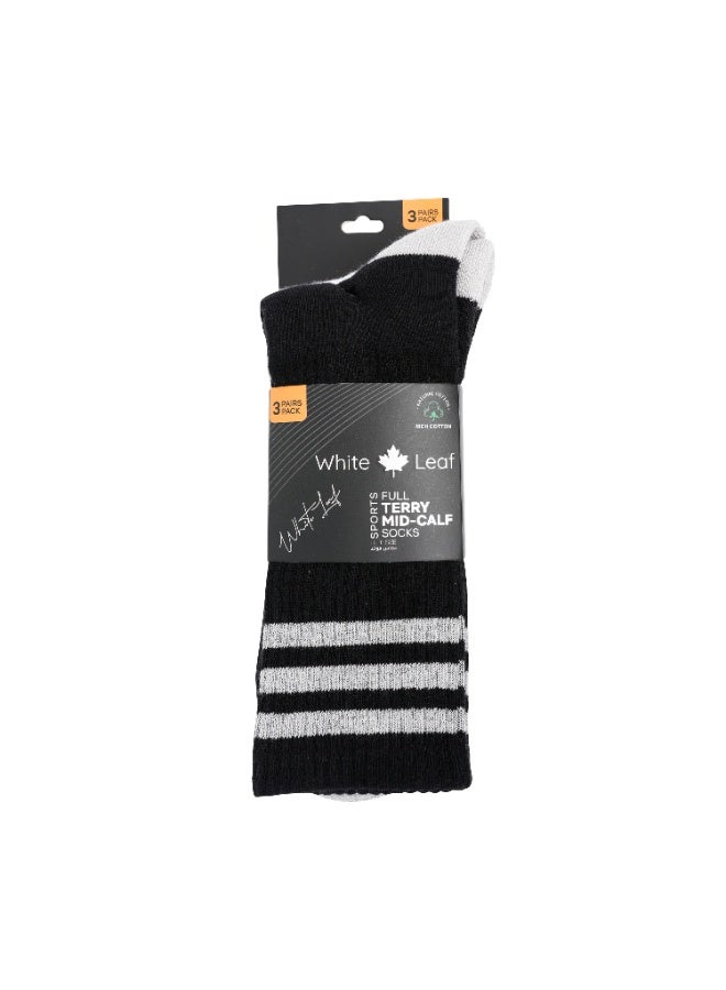 الورقة البيضاء 3 حزم من الجوارب القصيرة حتى منتصف الساق من تيري - Image 5