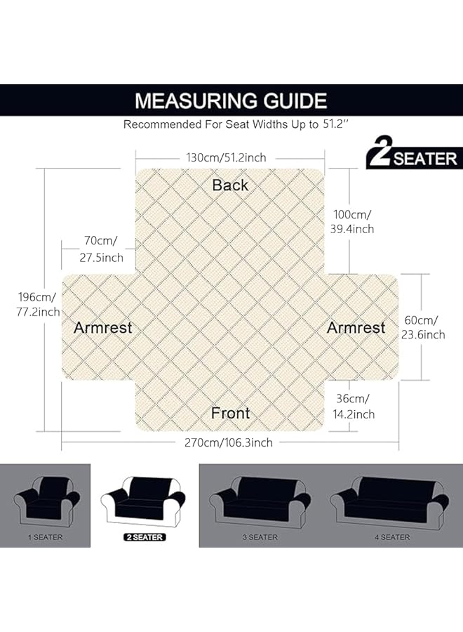 إيروريكس أغطية أريكة مقاومة للماء، واقيات أريكة من Pets، أغطية أريكة قابلة للعكس، أغطية أثاث غير قابلة للانزلاق مع أحزمة مرنة للحيوانات الأليفة، أطفال كاكي، مقعدين - Image 2
