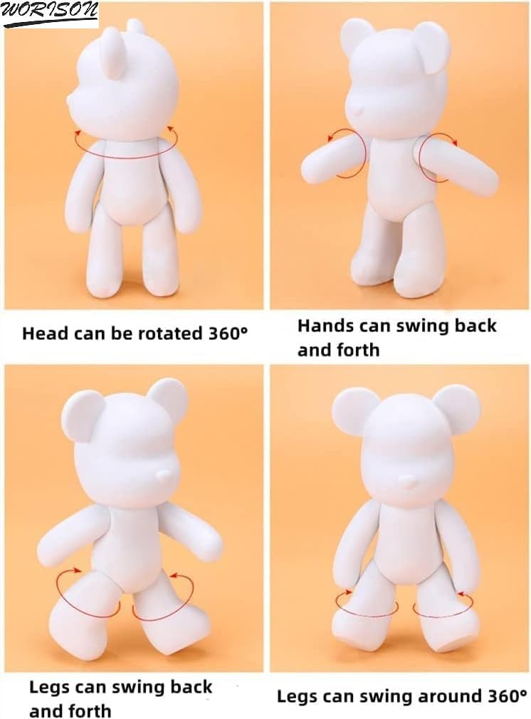 worison DIY Painting Fluid Bear Teddy Bear Violent Bear Gloomy Bear Painting Kit Set Creative Home Decorations Handmade Doll Figurine 18cms - Image 3