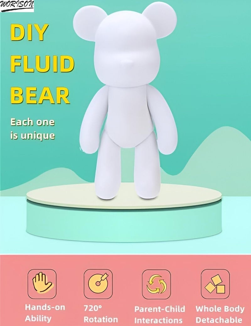 worison DIY Painting Fluid Bear Teddy Bear Violent Bear Gloomy Bear Painting Kit Set Creative Home Decorations Handmade Doll Figurine 18cms - Image 2