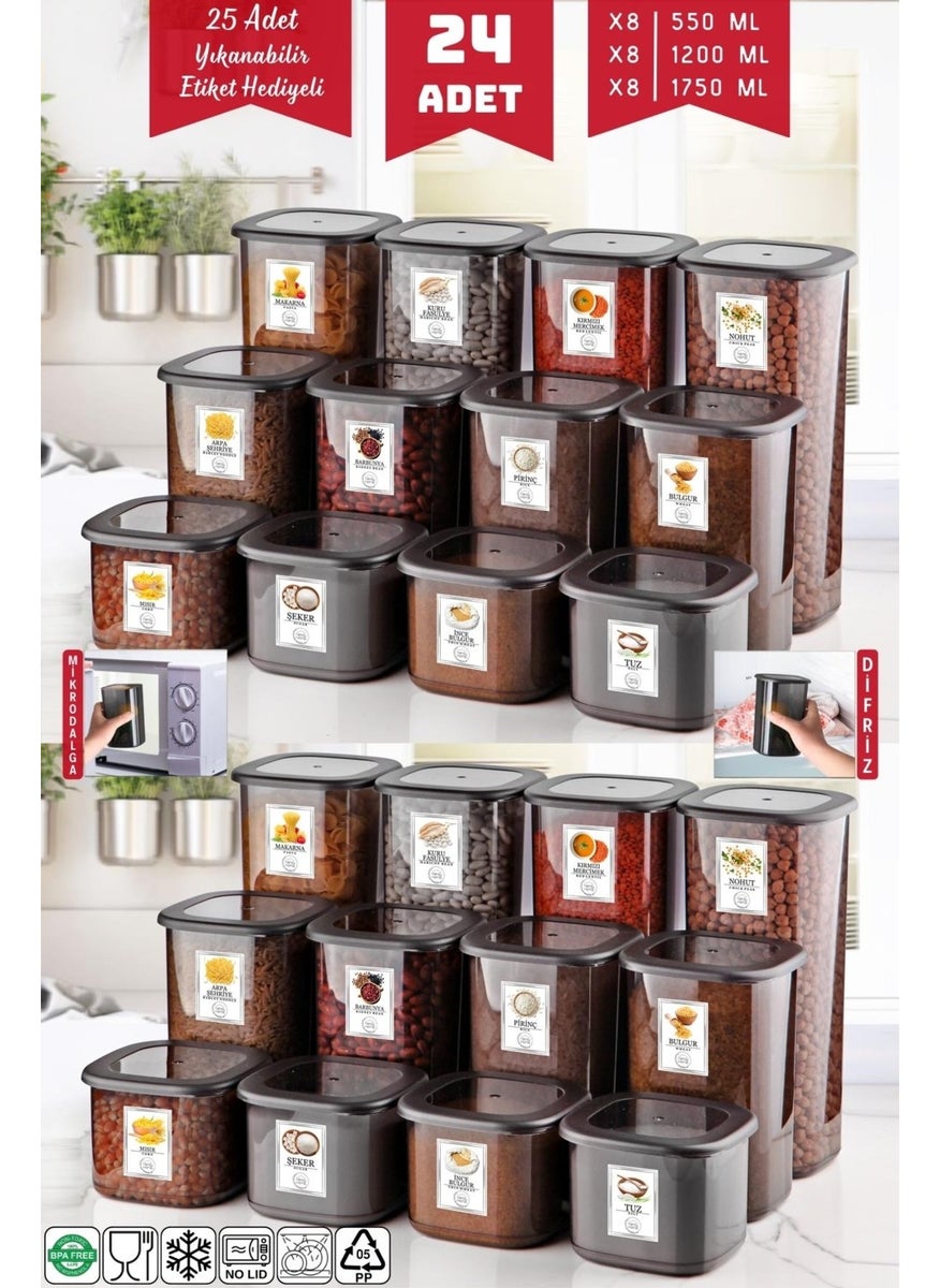 Nandy Home - مجموعة صناديق تخزين غير قابلة للكسر 24 قطعة بلون الأنثراسايت بسعة 1.75/1.2/0.55 لتر - Image 1