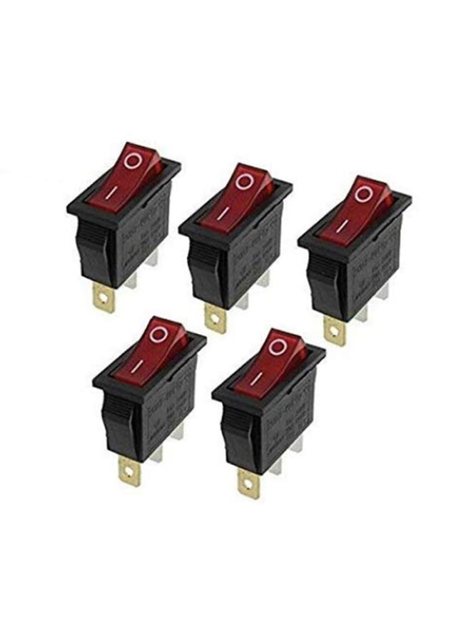 5 قطع تيار متردد 16 أمبير/250 فولت 20 أمبير/125 فولت مفتاح ثلاثي السنون بموضعين ضوء أحمر تشغيل/إيقاف SPST مفتاح هزاز تيار متردد للقارب مفتاح KCD3 - Image 1