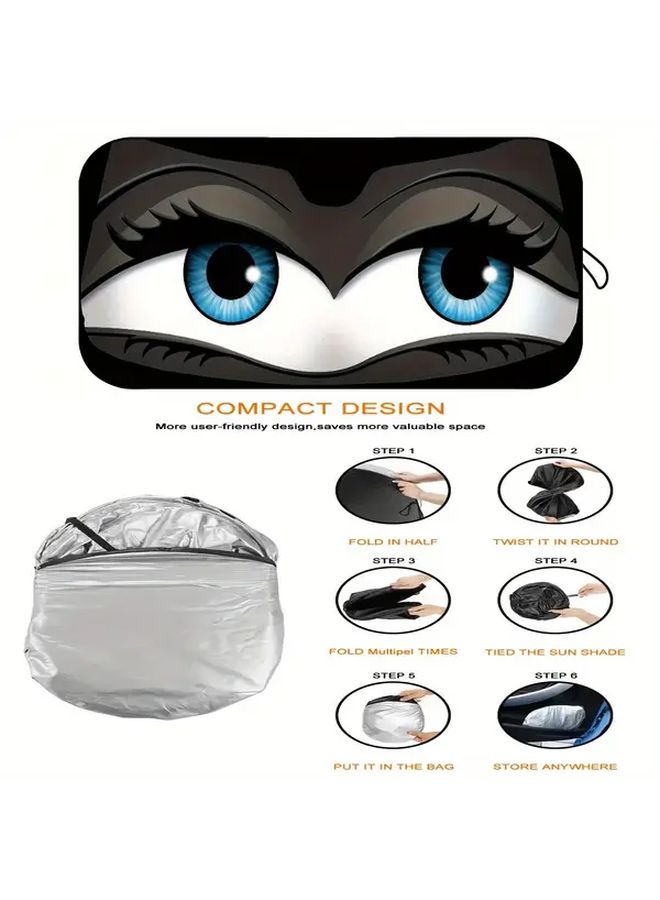 Foldable Car Windshield Sunshade Black 59 06 X 27 56 Inches UV And Heat Protection For Most Sedans And Small SUVs - Image 5