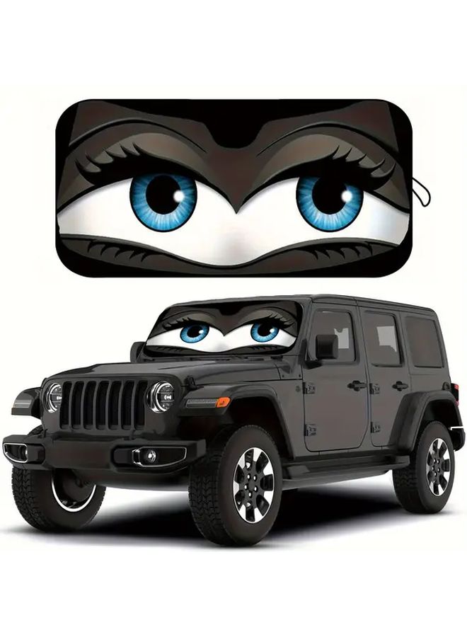 Foldable Car Windshield Sunshade Black 59 06 X 27 56 Inches UV And Heat Protection For Most Sedans And Small SUVs - Image 1