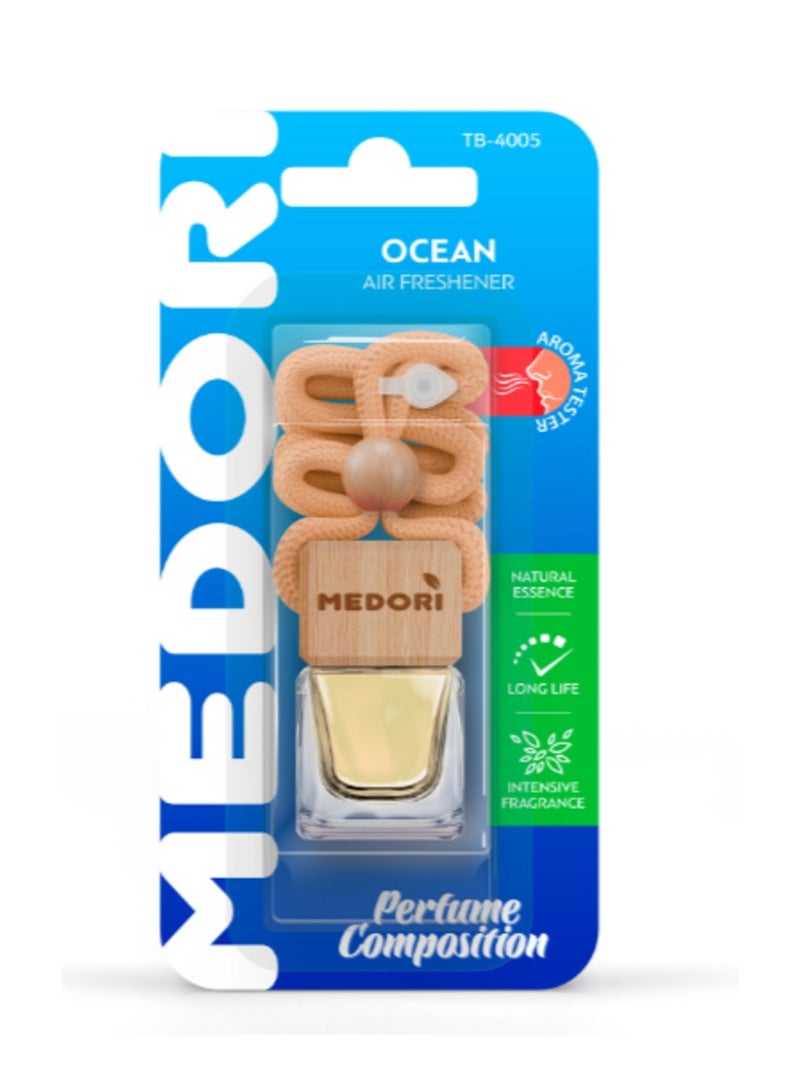 MEDORI Special Luxury liquid hanging car air freshener in a blister package and has a scent tester. Fragrance With an exotic and enchanting Aroma analogous to Ocean. The Fragrance is made in France 6 ml  - Image 1