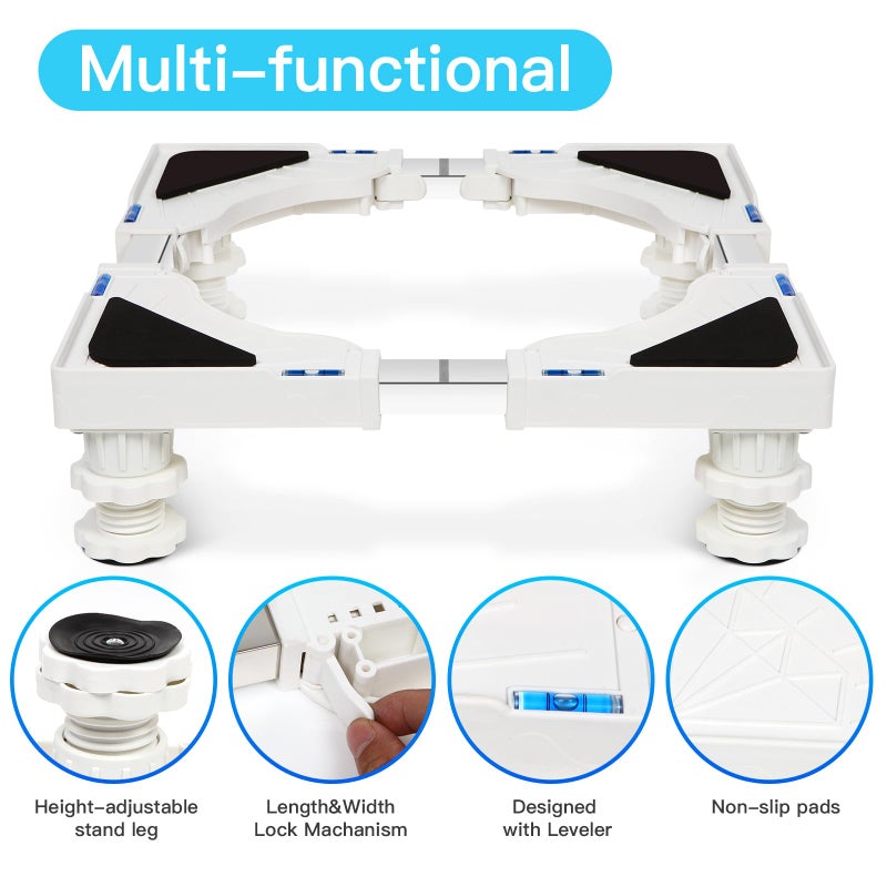 Nefish Mini Fridge Stand Adjustable Refrigerator Stand With 4 Strong Feet Universal Appliance Stand Base Heavy Duty Washer And Dryer Stand Laundry Pedestal Multi-Functional Base (White) - Image 3