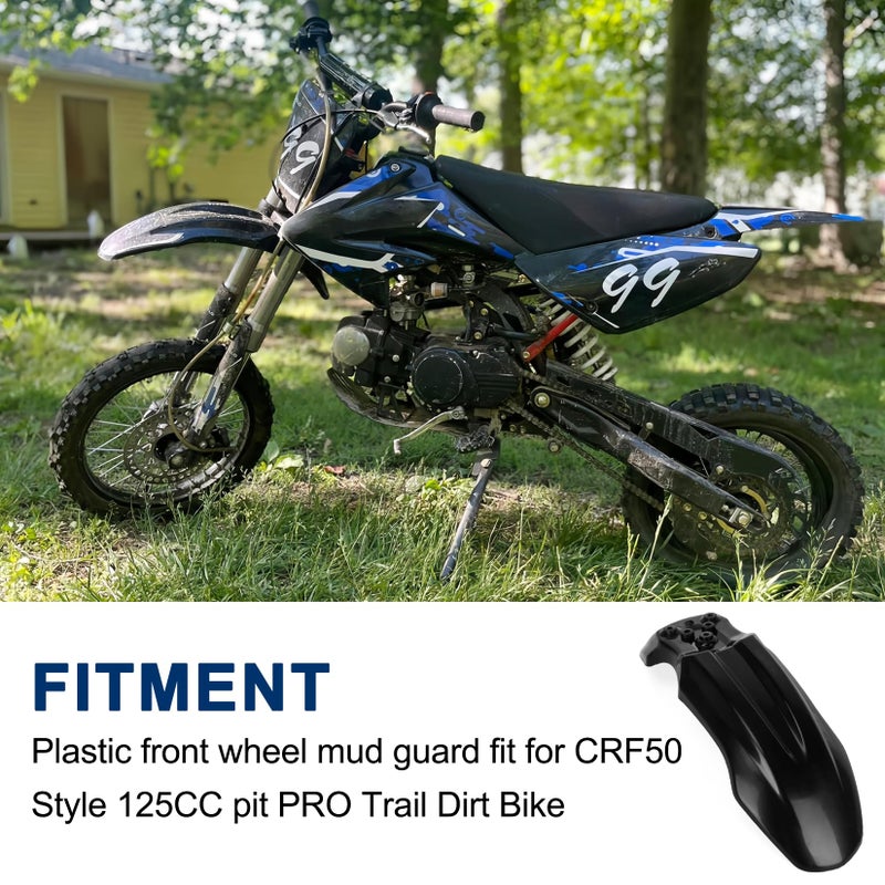 PSLER Motorcycle Front Wheel Mudguard Compatible with CRF50 Style 125CC Pit Bike & Tutti Soleil 01, Impact Resistant PP Plastic Splash Guard, Off-Road Dirt Bike Body Protector, Black - Image 3