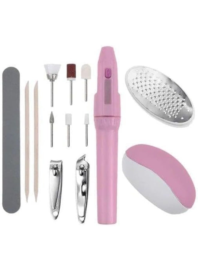 Manicure Pedicure Kit with Battery Operated Mini Electric Nail File, Portable and Easy to Use Nail File and Soften Nail Care at Home or Travel. - Image 1