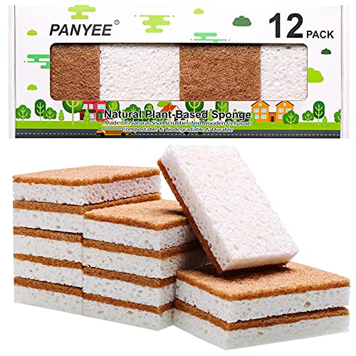 PANYEE Natural Sponge Kitchen 12Pack,Eco Friendly Non-Scratch Scrub Sponge,Biodegradable Sisal Scrubber with Compostable Kitchen Sponges for Dishes Cleaning… - Image 1