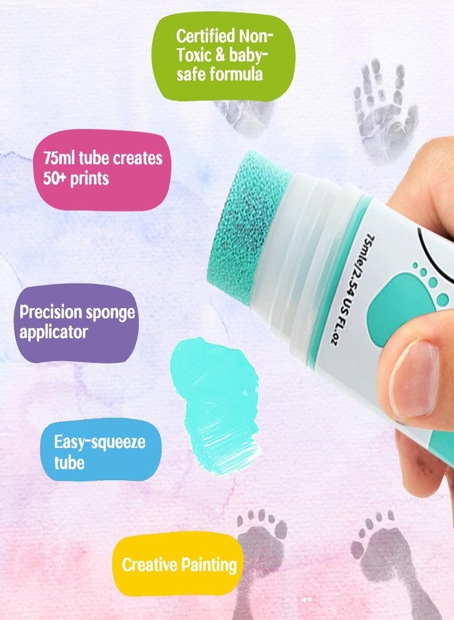 Sortnic 2.54 fl oz (75ml) Blue-Green Baby Hand and Footprint Ink, Baby Safe Paint for Newborn Keepsake, Non Toxic Acid-Free, Washable, Pet Paw Print Paint, Ideal New Mom Gifts - Image 3