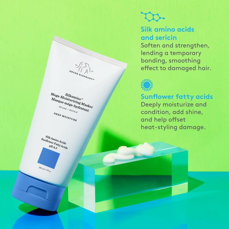Drunk Elephant Silkamino Mega-Moisturizing Masker - 210 ml/7 fl oz - Silk Amino Acids - Clean Clinical - Sulfate-Free - Cruelty-Free - Dermatologist-Tested - Free of Essential Oils, Silicones, and SLS - Image 5