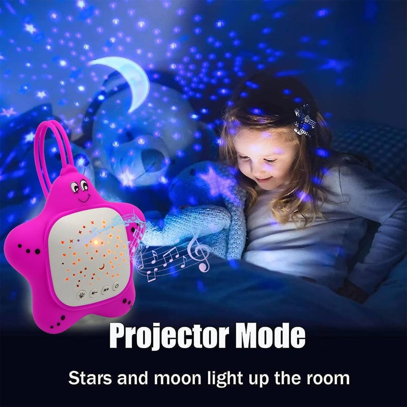 Portable Baby White Noise Sound Machine Baby Sleep Shusher with Projector Star Starry Light Sleep Sound Music for Baby Large Purple - Image 2