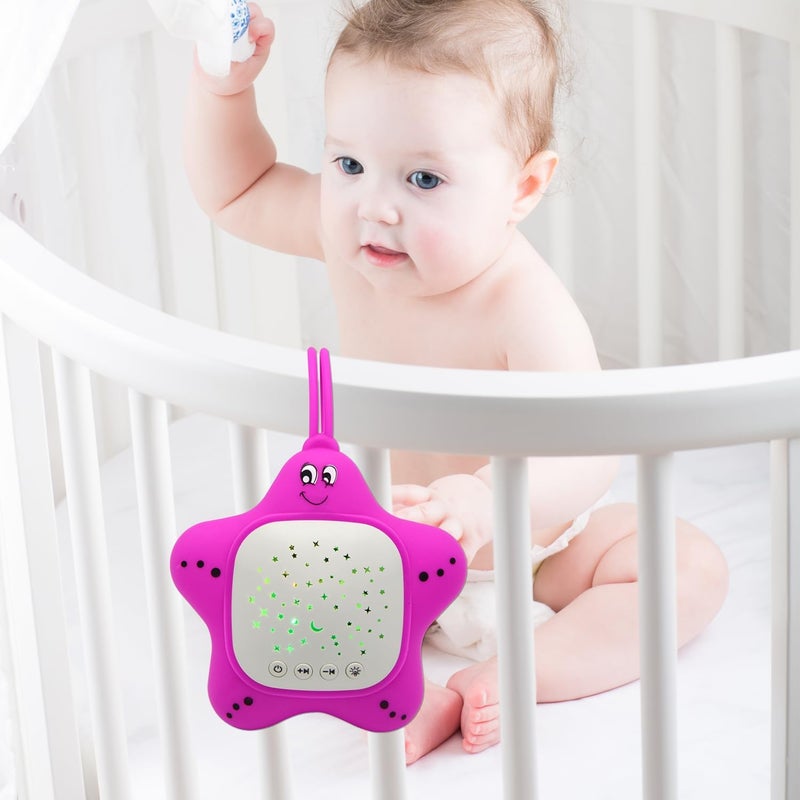 Portable Baby White Noise Sound Machine Baby Sleep Shusher with Projector Star Starry Light Sleep Sound Music for Baby Large Purple - Image 5