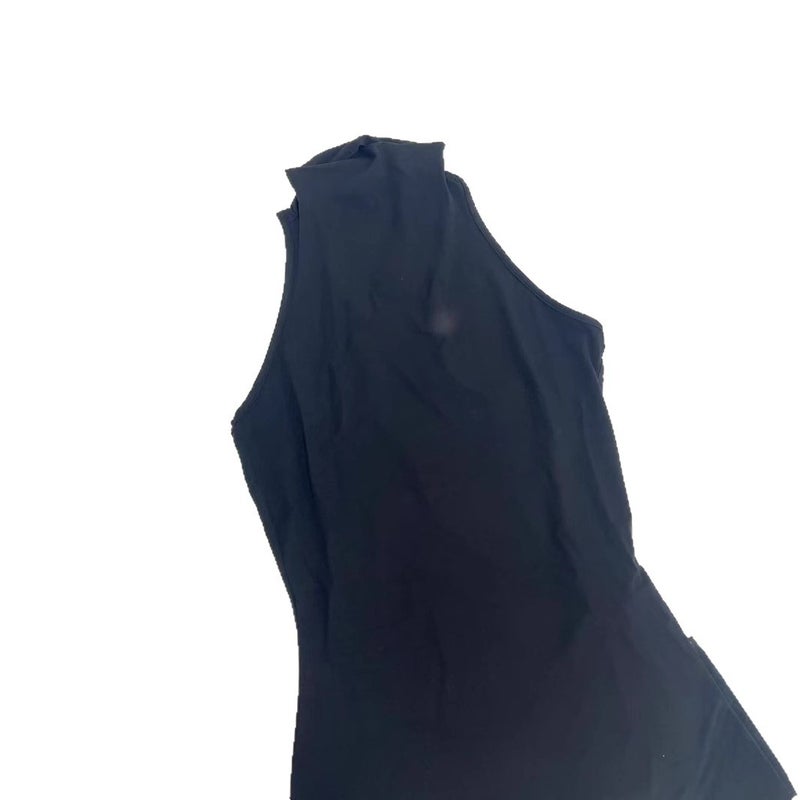 Women's High Neck Cutout Sleeveless Tank Top Black/Light Grey - Image 5