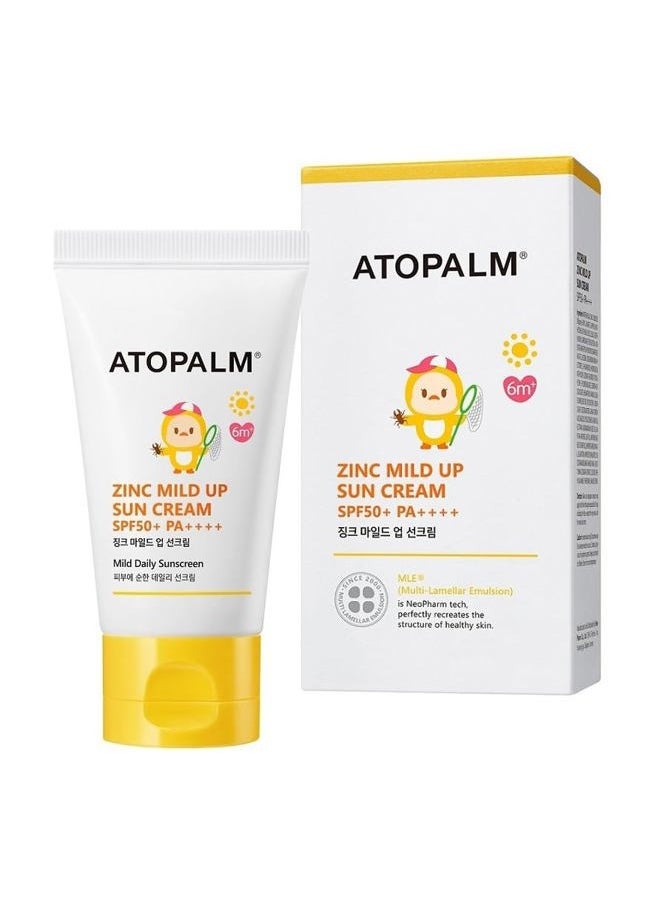 Atopalm - Zinc Mild Up Sun Cream SPF50+ PA++++ 65g, Dry Skin Moisturizing MLE Sun Protection, Korean Mineral Sunscreen - Image 1