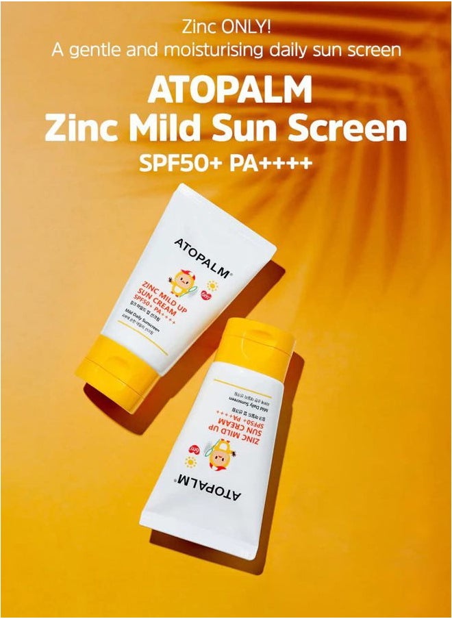Atopalm - Zinc Mild Up Sun Cream SPF50+ PA++++ 65g, Dry Skin Moisturizing MLE Sun Protection, Korean Mineral Sunscreen - Image 1