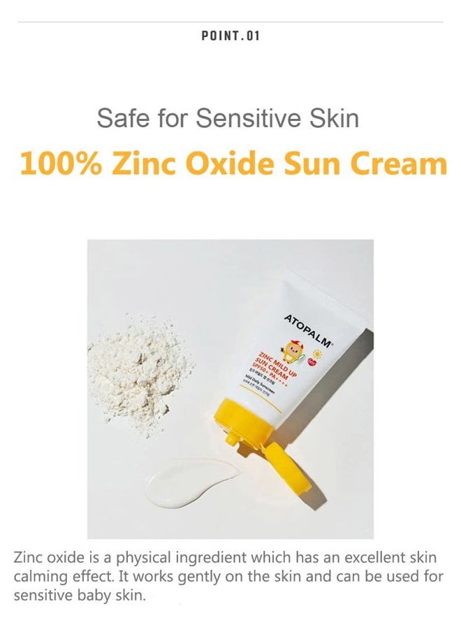 Atopalm - Zinc Mild Up Sun Cream SPF50+ PA++++ 65g, Dry Skin Moisturizing MLE Sun Protection, Korean Mineral Sunscreen - Image 1