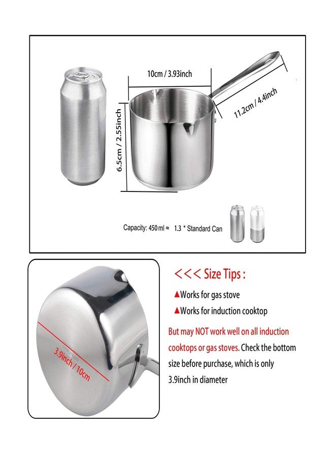 IMEEA 10oz/300ml Butter Coffee Milk Warmer Mini Butter Melting Pot with Dual Pour Spout 18/10 Tri-Ply Stainless Steel - Image 3