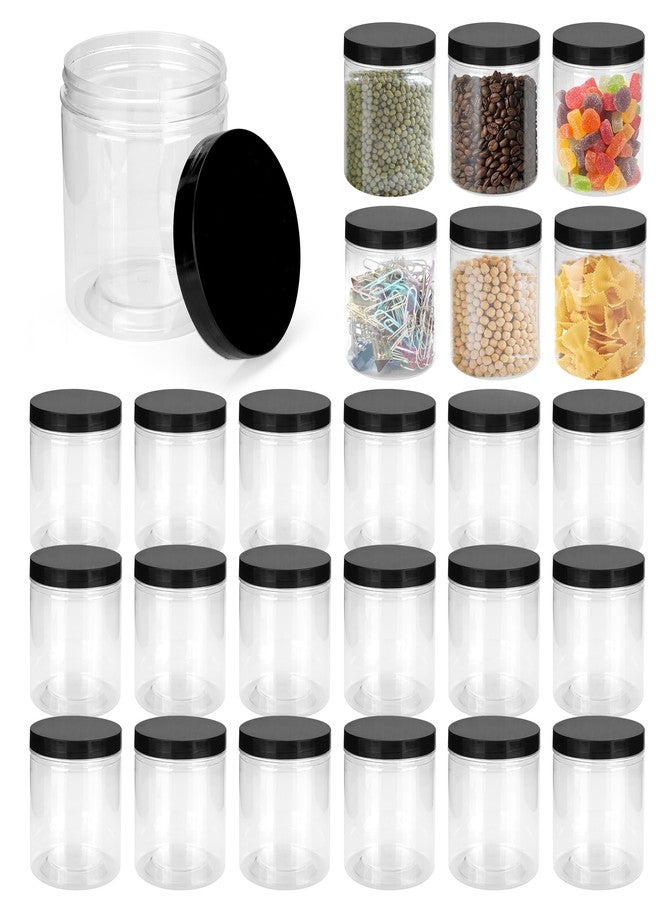 Axigundaone 24 Pcs Plastic Containers with Lids, 8oz Round Storage Jars Clear, Refillable Plastic Jars Leak Proof for Storing Dry Food - Image 1