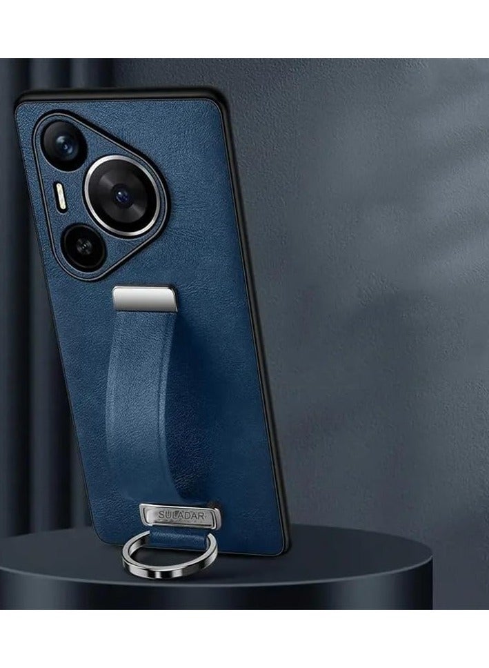 general Case Compatible with Huawei Pura 70 Pro with Stand Hand Strap Holder, Slim PU Leather Shockproof Phone Cover Premium Hard PC Protective Case for Huawei Pura 70 Pro - Image 1