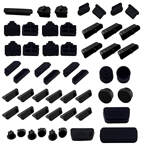 LAMPVPATH 52 PCS Anti-dust Plugs Laptop Port Dust Plugs, Commonly Used 13 Types of Laptop Computer Port Dust Covers Stoppers (52 PCS in 13 Commonly Used Types)-DO NOT Fit MacBook - Image 1