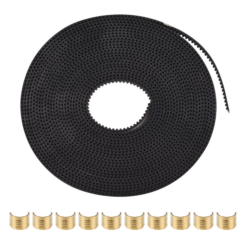3D Printer Accessary 2GT Timing Belt Width 6mm 5M/16.4ft Length with 10 Brass Copper Buckle for Creality Ender-3 Ender-3 Pro Printer Rubber Reinforced Belt Suitable for Inkjet Printer Transfer - Image 1