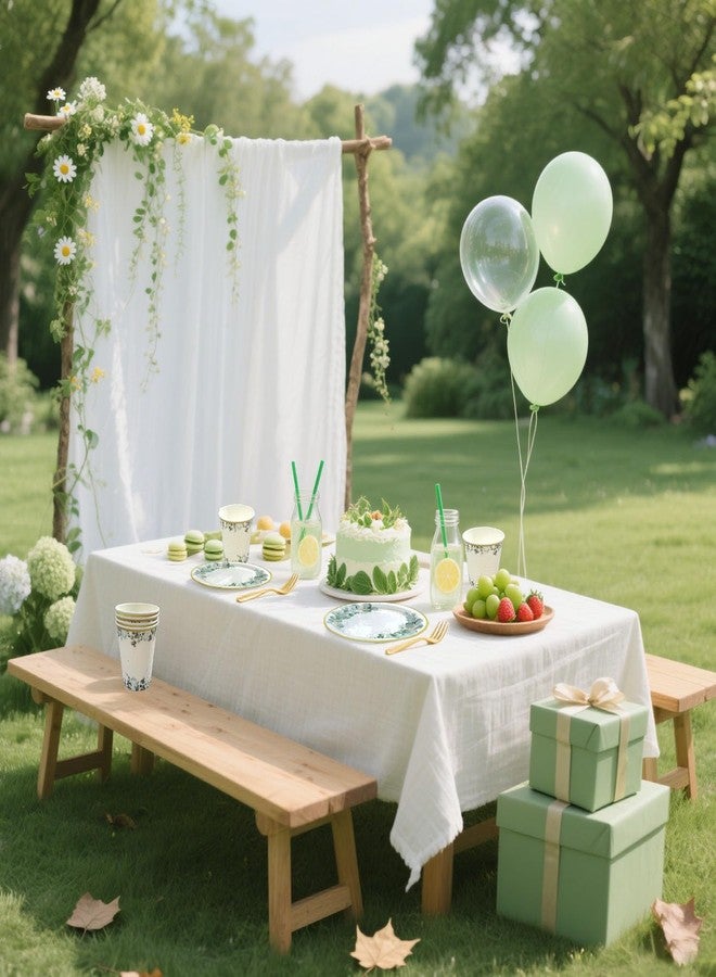 WEIKA Eucalyptus Party Decorations, Baby Shower Bridal Shower Paper Plates and Napkins, Eucalyptus Tableware Set, for Boho Gender Neutral Wedding Birthday Party, Serves 24 (Green) - Image 3