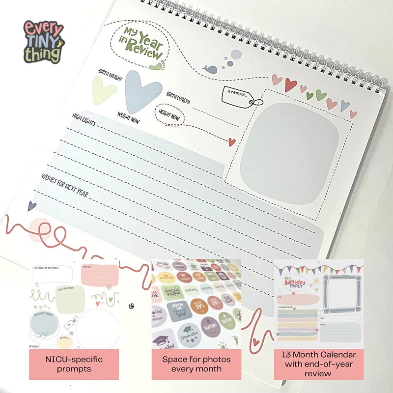 Every Tiny Thing My First Year - A NICU Baby Calendar with NICU Milestone Stickers to celebrate 365 days of precious memories starting in the Neonatal Intensive Care Unit (12x12) - Image 2