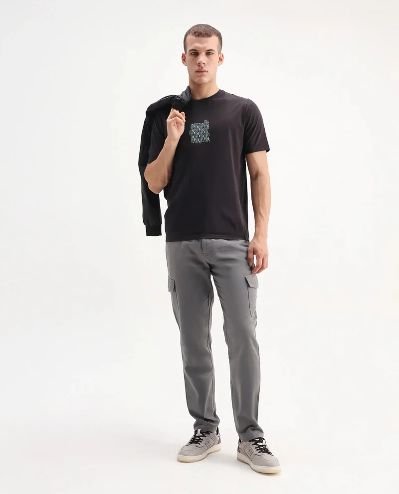 Rare Rabbit Men's Regular Fit Graphic Print T-Shirt