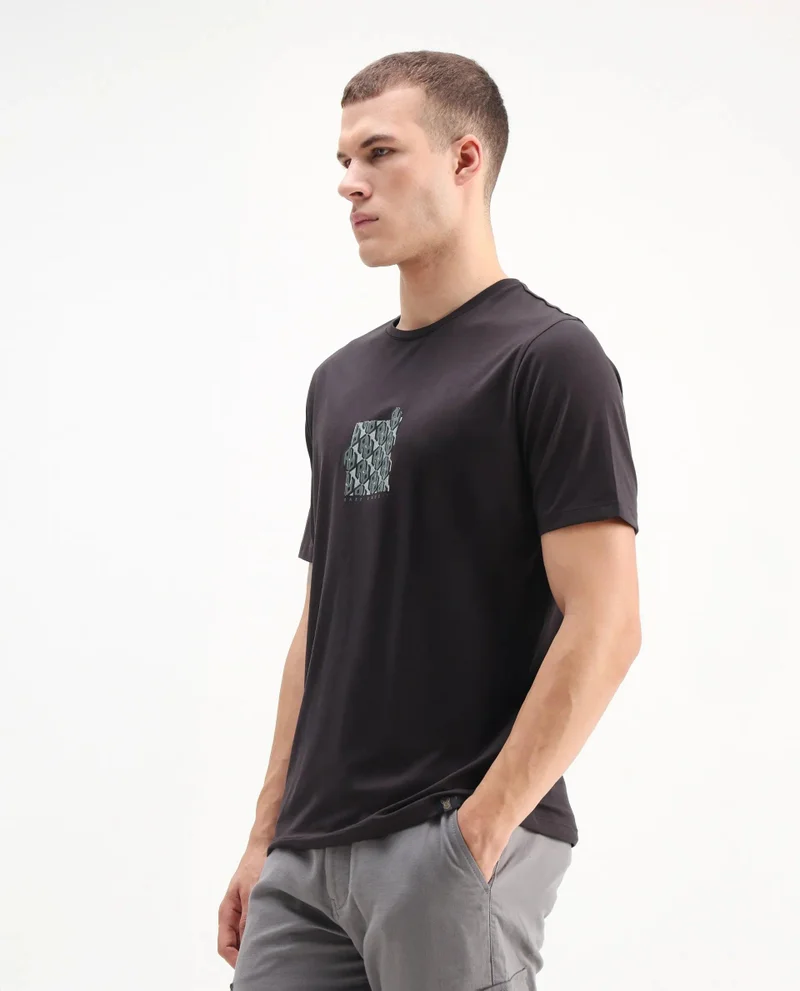 Rare Rabbit Men's Regular Fit Graphic Print T-Shirt