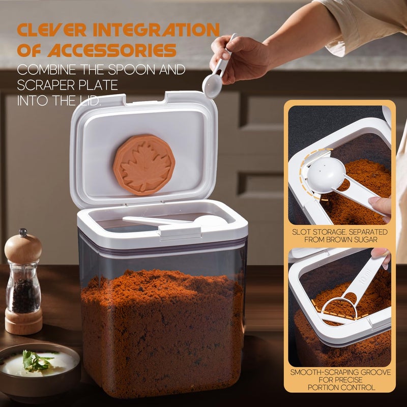 LivLab Brown Sugar Container- 2 Qt/2L Airtight Brown Sugar Keeper Storage Container Flour Container Coffee Canister with Spoon Food Cereal Bins Household for Kitchen Pantry (W-2.0A) - Image 4