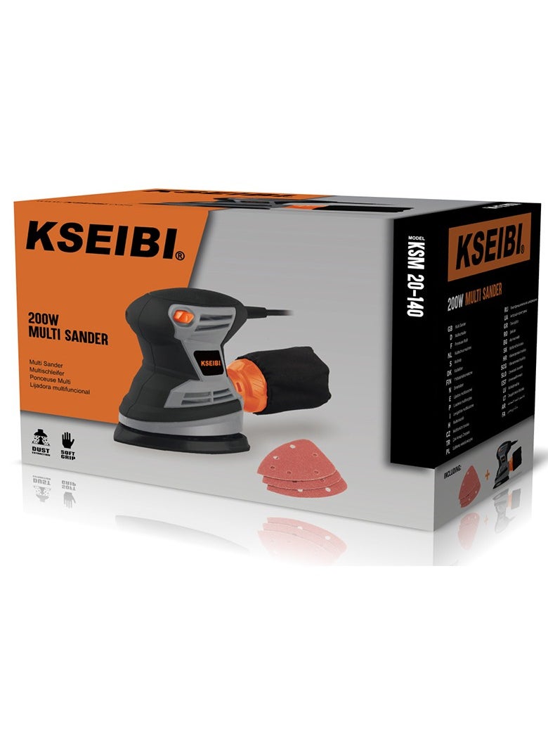 Detail Sander 200W with Sanding movements 15000 /min and 3Pcs Sandpapers, Dust Collection System, Variable Speed, Suitable for Tight Spaces Sanding, Polishing, Detailing, Finishing, Woodworking and Removing Paint.