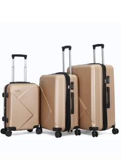 Giordano 3 piece hard trolley with TSA lock champagne colour
