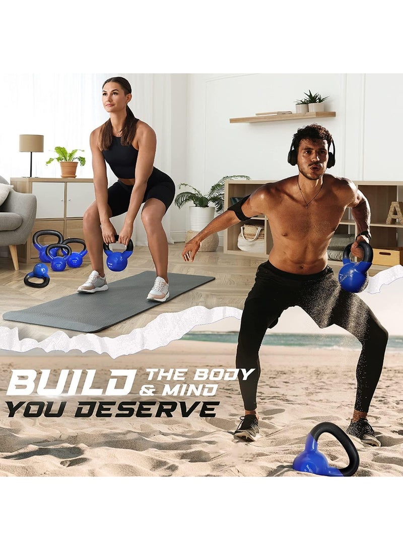 دمبل كيتل بيل مطلي بالفينيل وزن 5 رطل – أزرق داكن، مثالي لتمارين القوة واللياقة البدنية - Image 5