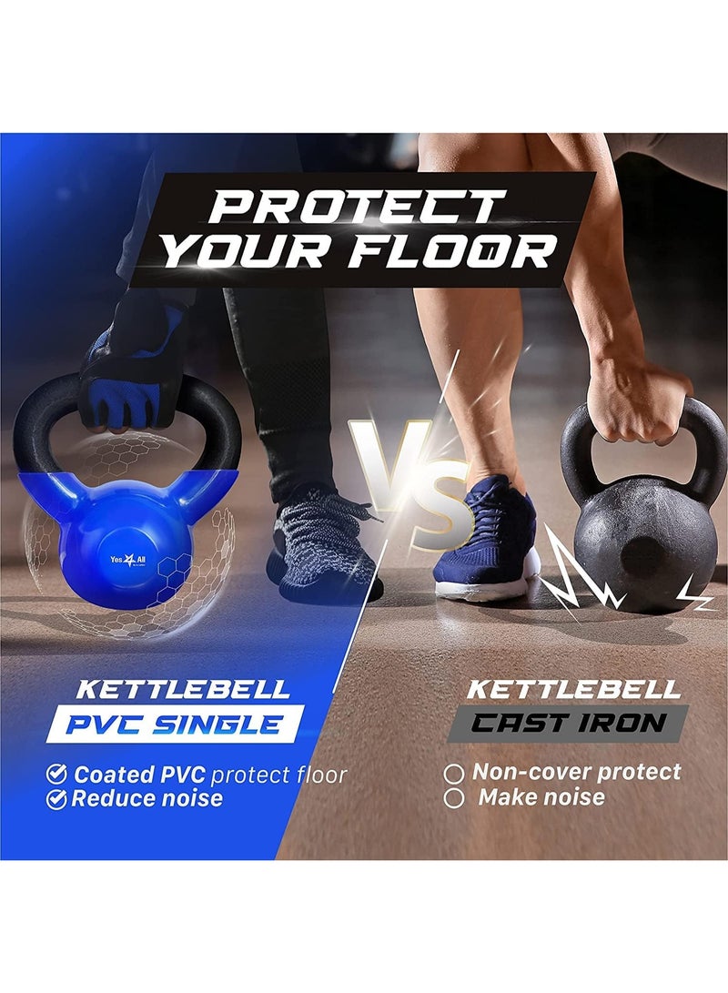 دمبل كيتل بيل مطلي بالفينيل وزن 5 رطل – أزرق داكن، مثالي لتمارين القوة واللياقة البدنية - Image 4